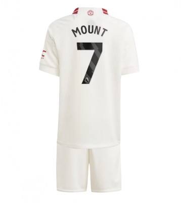 Lacne Dětský Futbalové dres Manchester United Mason Mount #7 2023-24 Krátky Rukáv - Tretina (+ trenírky)